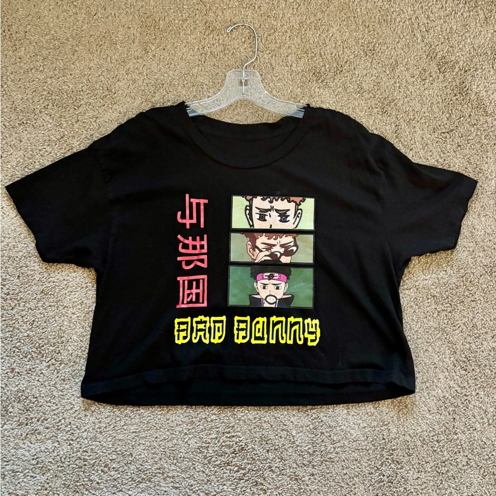 Bad Bunny Yonaguni Black Graphic Crop Top Cropped T-Shirt Women’s Medium
